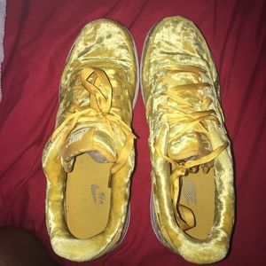 Yellow Nike velvet air forces